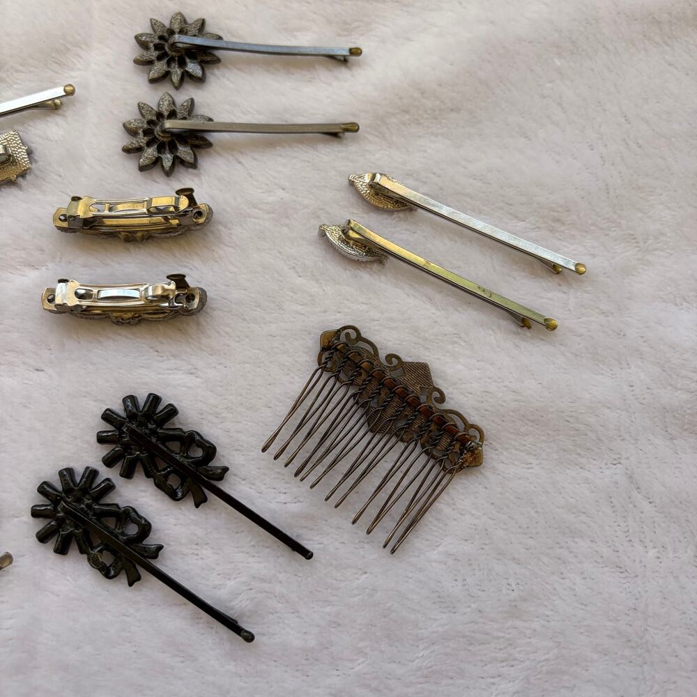 Y2K Rhinestone Hair Accessories Lot Coquette Fairy Grunge Bobby Pins Barrettes - Picture 5 of 7